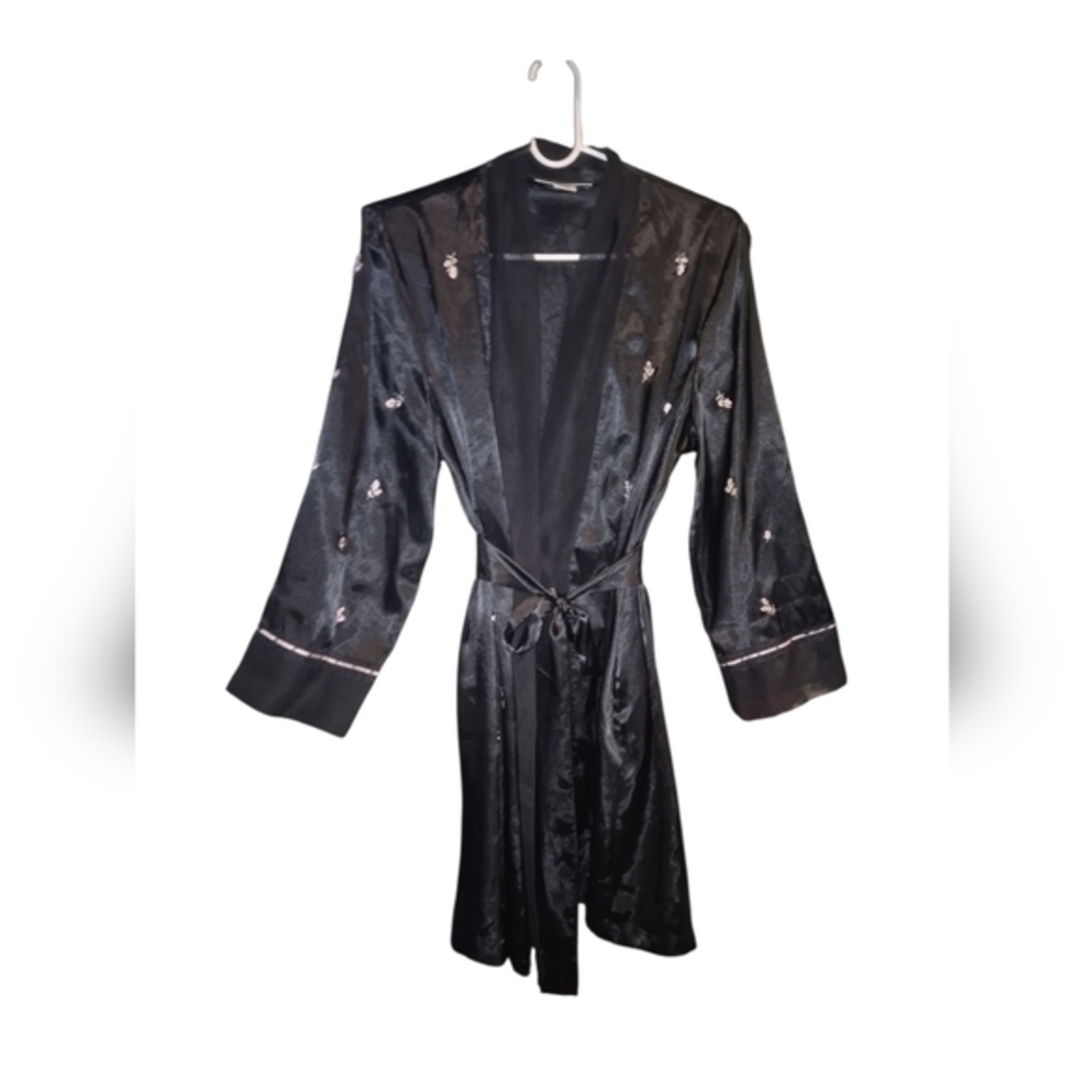 Morgan Taylor Intimates Womens Black Belted Robe Sz M